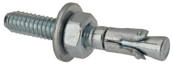 Powers Fasteners - 1/4" Diam, 1/4" Drill, 1-3/4" OAL, Wedge Expansion Concrete Anchor - 1018 Steel, Zinc-Plated Finish, Hex Nut Head, Hex Drive, 3/4" Thread Length - Caliber Tooling