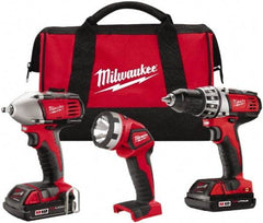 Milwaukee Tool - 18 Volt Cordless Tool Combination Kit - Includes 1/2" Compact Drill/Driver & 3/8" Compact Impact Wrench, Lithium-Ion Battery Included - Caliber Tooling