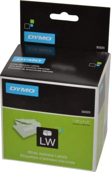 Dymo - 3-1/2" Long, White Die Cut Paper with Semi Perm. Adhesive Shipping Label - For DYMO LabelWriter Printers - Caliber Tooling