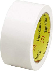 3M - 2" x 55 Yd White Rubber Adhesive Sealing Tape - Polypropylene Film Backing, 2.5 mil Thick, 60 Lb Tensile Strength, Series 373 - Caliber Tooling