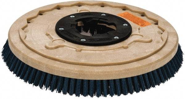 PRO-SOURCE - 17" Diam Scrubbing Brush - 15" Machine, 1-1/2" Trim Length, Blue Pad, Silicone Carbide & Nylon - Caliber Tooling