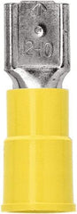 3M - 12 to 10 AWG, Vinyl, Partially Insulated, Female Wire Disconnect - 1/4 Inch Wide Tab, Yellow, RoHS 2011/65/EU Compliant - Caliber Tooling