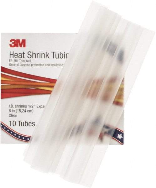 3M - 6" Long, 2:1, Polyolefin Heat Shrink Electrical Tubing - Clear - Caliber Tooling