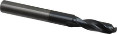 Accupro - 7mm 140° Spiral Flute Solid Carbide Screw Machine Drill Bit - AlTiN Finish, Right Hand Cut, 26.3mm Flute Length, 76mm OAL, Standard Point, Straight Shank, Through Coolant - Caliber Tooling