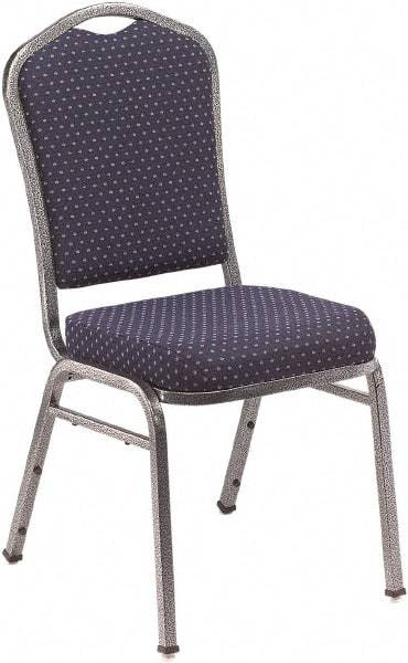 NPS - Fabric Navy Blue Stacking Chair - Silver Frame, 17" Wide x 23" Deep x 36" High - Caliber Tooling