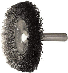 Weiler - 2" OD, 1/4" Shank Diam, Steel Wheel Brush - 1/2" Trim Length, 0.008" Filament Diam, 20,000 RPM - Caliber Tooling