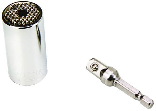 Gator Grip - 3/8" Drive, 1/4" Socket, Self Adusting Socket - 6 Points, 2" OAL - Caliber Tooling