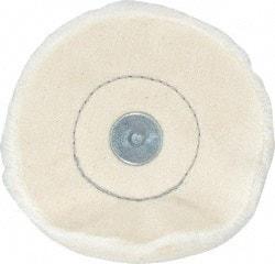 Made in USA - 4" Diam x 1/2" Thick, Loose Sewn Mounted Buffing Wheel - 40 Ply, 1/4" Shank Diam - Caliber Tooling