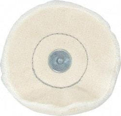 Made in USA - 4" Diam x 1/2" Thick, Loose Sewn Mounted Buffing Wheel - 40 Ply, 1/4" Shank Diam - Caliber Tooling