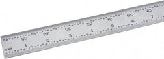 Fowler - 36" Long, 1/64, 1/32, 1/16, 1/8" Graduation, Rigid Steel Rule - 4R Graduation Style, Silver - Caliber Tooling