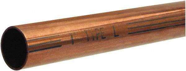 Mueller Industries - 2' Long, 7/8" OD x 3/4" ID, Grade C12200 Copper Water (L) Tube - 0.045" Wall Thickness, 0.455 Ft/Lb - Caliber Tooling