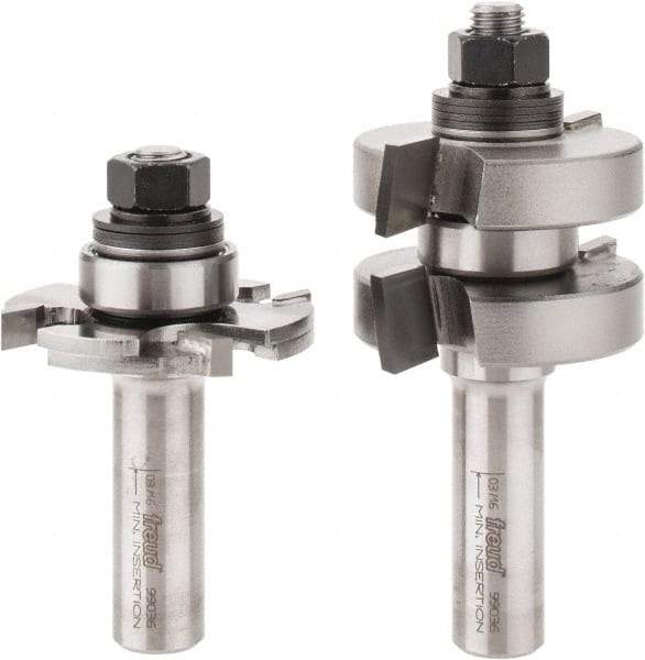 Freud - 1/4" Cut Diam, 1.3438" Length of Cut, 0 Flute Tongue & Groove Edge Profile Router Bit - Carbide-Tipped, 1/2" Shank Diam, 3-1/4" OAL, Proprietary Coating - Caliber Tooling