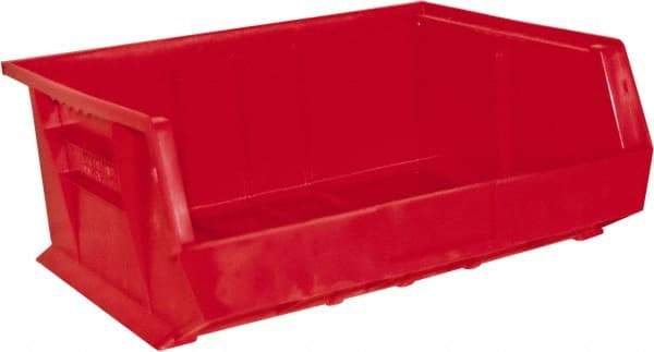 Durham - 14-5/8" Deep, Red Plastic Hang and Stack Bins - 7" High x 16-3/4" Wide x 14-5/8" Long - Caliber Tooling