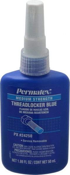 Permatex - 50 mL Bottle, Blue, Medium Strength Liquid Threadlocker - Series 242, 24 hr Full Cure Time, Hand Tool Removal - Caliber Tooling