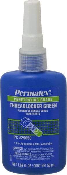 Permatex - 50 mL Bottle, Green, Liquid Medium Strength Threadlocker - Series 290, 24 hr Full Cure Time, Hand Tool, Heat Removal - Caliber Tooling