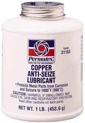 Permatex - 16 oz Bottle High Temperature Anti-Seize Lubricant - Copper, -30 to 1,800°F, Copper Colored, Water Resistant - Caliber Tooling