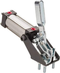 Gibraltar - 350 Lb Inner Hold Capacity, Vert Mount, Air Power Hold-Down Toggle Clamp - 1/8 NPT Port, 92° Bar Opening, 1.38" Height Under Bar - Caliber Tooling