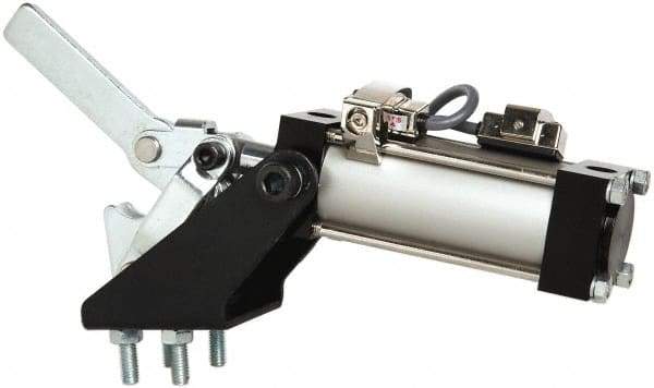 Gibraltar - 500 Lb Inner Hold Capacity, Vert Mount, Air Power Hold-Down Toggle Clamp - 1/8 NPT Port, 92° Bar Opening, 1.38" Height Under Bar - Caliber Tooling