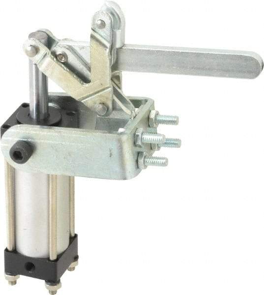 Gibraltar - 450 Lb Inner Hold Capacity, Horiz Mount, Air Power Hold-Down Toggle Clamp - 1/8 NPT Port, 95° Bar Opening, 2.76" Height Under Bar - Caliber Tooling