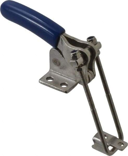 Gibraltar - 500 Lb Capacity, Vertical, U Hook, Flanged Base, Stainless Steel Pull Action Latch Clamp - 1.53" Drawing Movement, 3.35" OAL, Straight Handle - Caliber Tooling