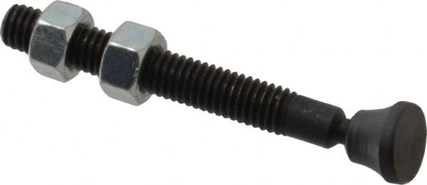 Gibraltar - 3/8-16 Carbon Steel Swivel Foot Tip Clamp Spindle Assembly - 2.44" Thread Length, 3.38" OAL, Flat Tip Cap, Use with Toggle Clamps - Caliber Tooling