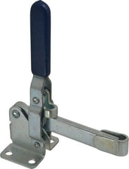 Gibraltar - 750 Lb Holding Capacity, Vertical Handle, Manual Hold Down Toggle Clamp - 58° Handle Movement, 106° Bar Opening, Solid Bar, Flanged Base, Carbon Steel - Caliber Tooling