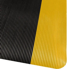 PRO-SAFE - 75' Long x 4' Wide, Dry Environment, Anti-Fatigue Matting - Black with Yellow Borders, Vinyl with Vinyl Sponge Base, Beveled on 4 Sides - Caliber Tooling