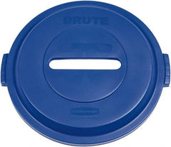 Rubbermaid - Round Lid for Use with 32 Gal Round Recycle Containers - Blue, Plastic, For 2632 Brute Trash Cans - Caliber Tooling