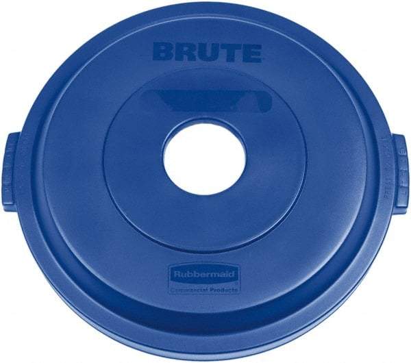 Rubbermaid - Round Lid for Use with 32 Gal Round Recycle Containers - Blue, Plastic, For 2632 Brute Trash Cans - Caliber Tooling