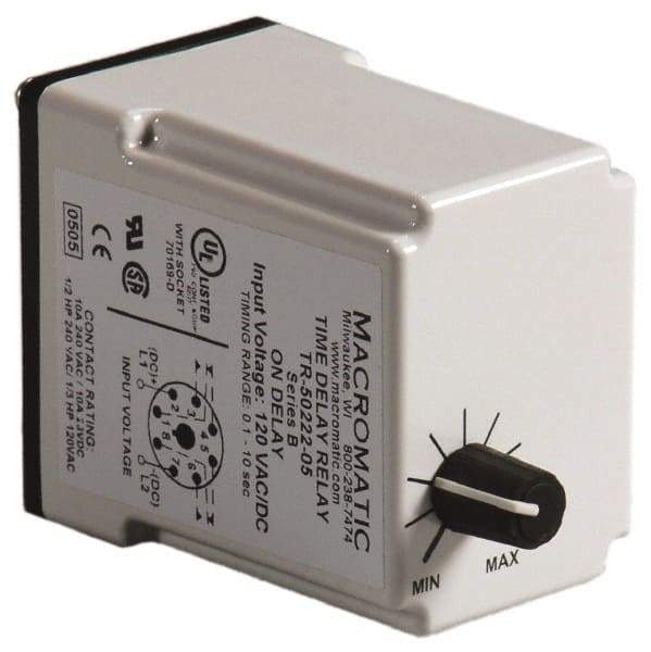 Macromatic - 8 Pin, Multiple Range DPDT Time Delay Relay - 10 Contact Amp, 240 VAC, Knob - Caliber Tooling