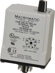 Macromatic - 8 Pin, Multiple Range DPDT Time Delay Relay - 10 Contact Amp, 24 VAC/VDC, Knob - Caliber Tooling