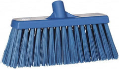 Vikan - 12" Heavy Duty Synthetic Push Broom - 4" Bristle Length, Plastic Block, European Threaded Handle Connection - Caliber Tooling