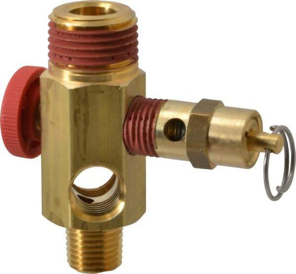 Midwest Control - 1/2" MNPT 150 psi Compressor Tank Manifold - For Use with Portable Air Tank, 1.88" Diam x 2.49" High - Caliber Tooling