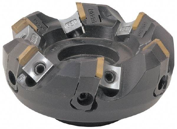 Tungaloy - 3.937" Cut Diam, 1-1/2" Arbor Hole, 0.236" Max Depth of Cut, 45° Indexable Chamfer & Angle Face Mill - 5 Inserts, SE.. Insert, Right Hand Cut, Series TGE - Caliber Tooling