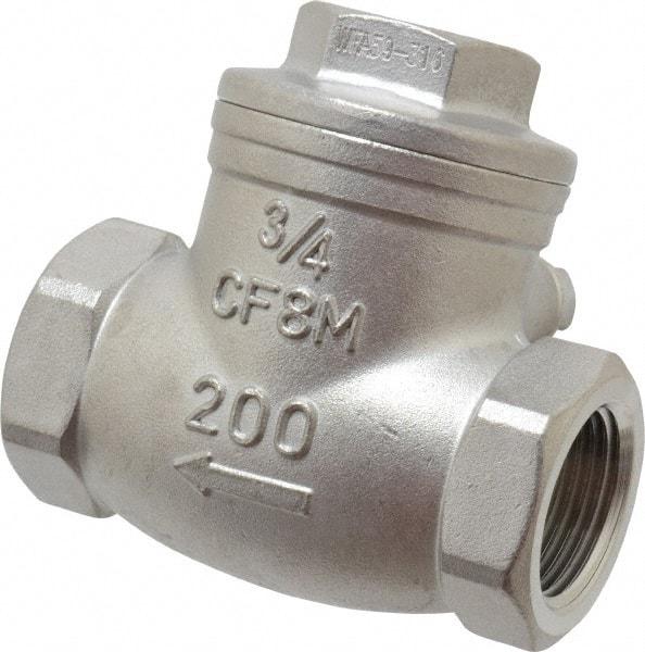 Sharpe Valves - 3/4" Stainless Steel Check Valve - FNPT x FNPT, 200 WOG - Caliber Tooling