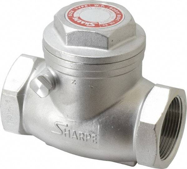 Sharpe Valves - 1-1/2" Stainless Steel Check Valve - FNPT x FNPT, 200 WOG - Caliber Tooling