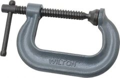 Wilton - Regular-Duty 3" Max Opening, 2-1/2" Throat Depth, Forged Steel Standard C-Clamp - 3,500 Lb Capacity, 0" Min Opening, Deep Throat - Caliber Tooling