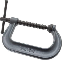 Wilton - Regular-Duty 4-1/4" Max Opening, 3-1/4" Throat Depth, Forged Steel Standard C-Clamp - 6,200 Lb Capacity, 0" Min Opening, Deep Throat - Caliber Tooling