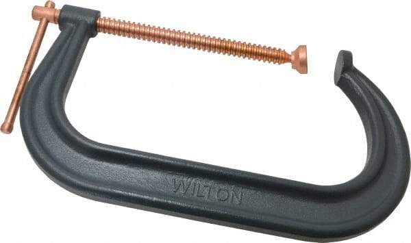 Wilton - Regular-Duty 10-1/8" Max Opening, 6" Throat Depth, Forged Steel Standard C-Clamp - 8,000 Lb Capacity, 2" Min Opening, Deep Throat - Caliber Tooling