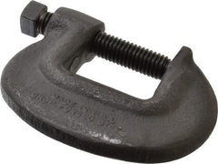 Wilton - Extra Heavy-Duty 1-3/8" Max Opening, 1-3/32" Throat Depth, Forged Steel Standard C-Clamp - 5,600 Lb Capacity, 0" Min Opening, Standard Throat Depth, Cold Drawn Steel Screw - Caliber Tooling