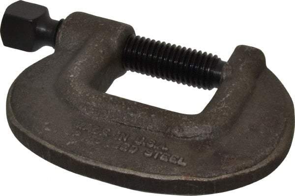 Wilton - Extra Heavy-Duty 1-3/4" Max Opening, 1-3/16" Throat Depth, Forged Steel Standard C-Clamp - 8,750 Lb Capacity, 0" Min Opening, Standard Throat Depth, Cold Drawn Steel Screw - Caliber Tooling