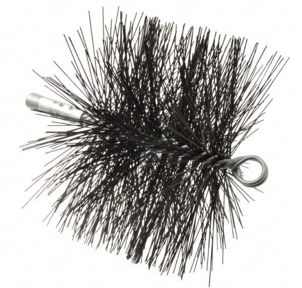 Schaefer Brush - 4-1/2" Brush Length, 7" Diam, Double Stem, Double Spiral Tube Brush - 7-1/2" Long, Tempered Steel Wire, 1/4" NPT Male Connection - Caliber Tooling