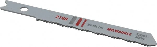 Milwaukee Tool - 2-3/4" Long, 24 Teeth per Inch, Bi-Metal Jig Saw Blade - Toothed Edge, 0.2813" Wide x 0.047" Thick, U-Shank - Caliber Tooling