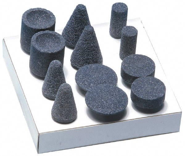 Grier Abrasives - 12 Piece Aluminum Oxide Vitrified Abrasive Point Set - Caliber Tooling