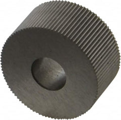 Made in USA - 3/4" Diam, 80° Tooth Angle, Standard (Shape), Form Type Cobalt Straight Knurl Wheel - 3/8" Face Width, 1/4" Hole, 128 Diametral Pitch, Bright Finish, Series KP - Exact Industrial Supply