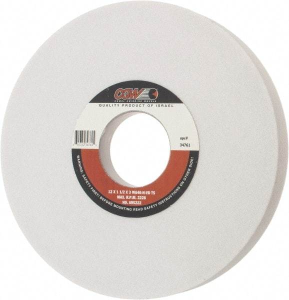 Camel Grinding Wheels - 12" Diam x 3" Hole x 1-1/2" Thick, H Hardness, 46 Grit Surface Grinding Wheel - Aluminum Oxide, Type 5, Coarse Grade, 2,228 Max RPM, Vitrified Bond, One-Side Recess - Caliber Tooling