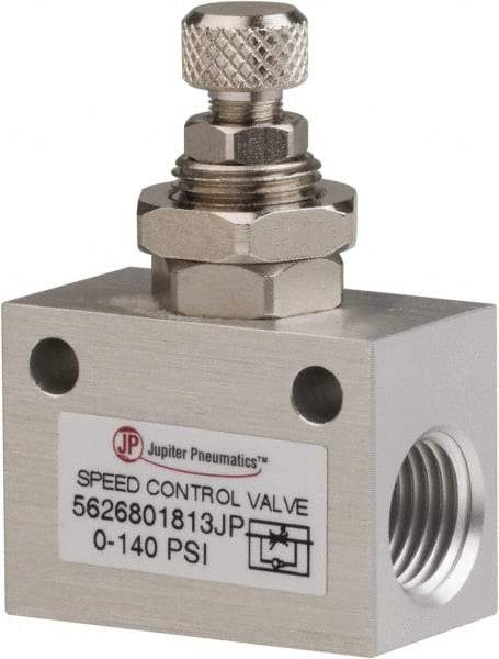 PRO-SOURCE - 1/4" NPT Inline Speed Control Valve - 0 to 140.78 psi & Aluminum Alloy Material - Caliber Tooling