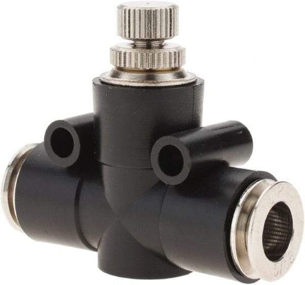 PRO-SOURCE - 5/16" Tube OD Inline Flow Control Valve - 0 to 113.76 psi & Techno Polymer, Brass, Steel Material - Caliber Tooling