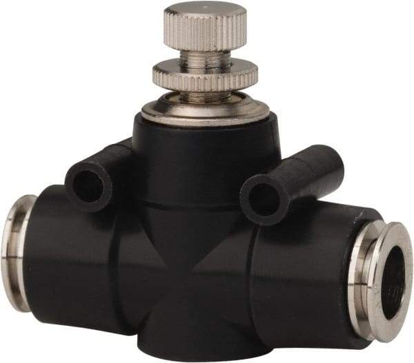 PRO-SOURCE - 3/8" Tube OD Inline Flow Control Valve - 0 to 113.76 psi & Techno Polymer, Brass, Steel Material - Caliber Tooling