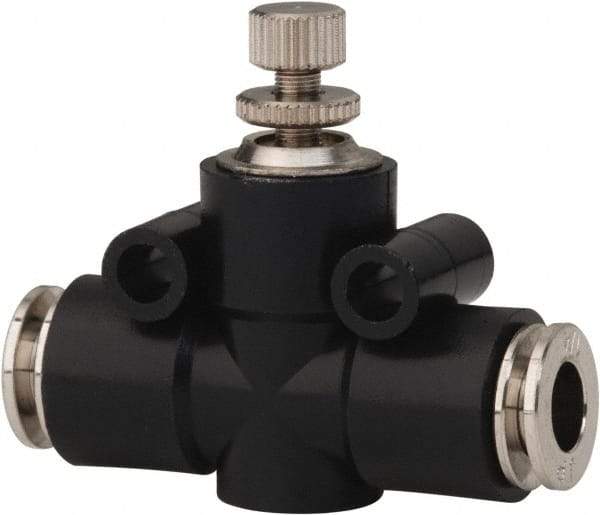 PRO-SOURCE - 1/4" Tube OD Inline Flow Control Valve - 0 to 113.76 psi & Techno Polymer, Brass, Steel Material - Caliber Tooling